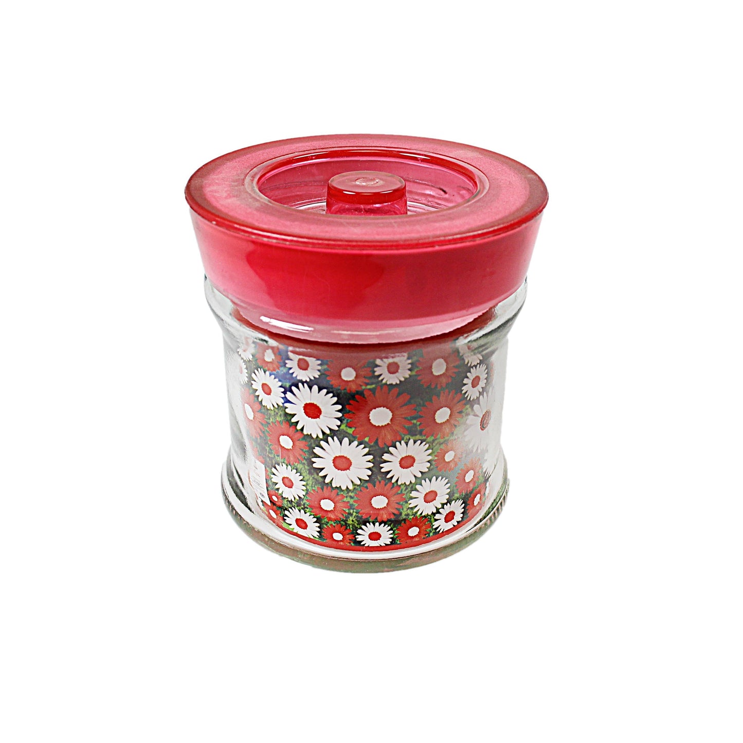 Floral Red/ Blue Glass Jar Kitchen Multipurpose Use 1.2 Litres k4076 (Parcel Rate)