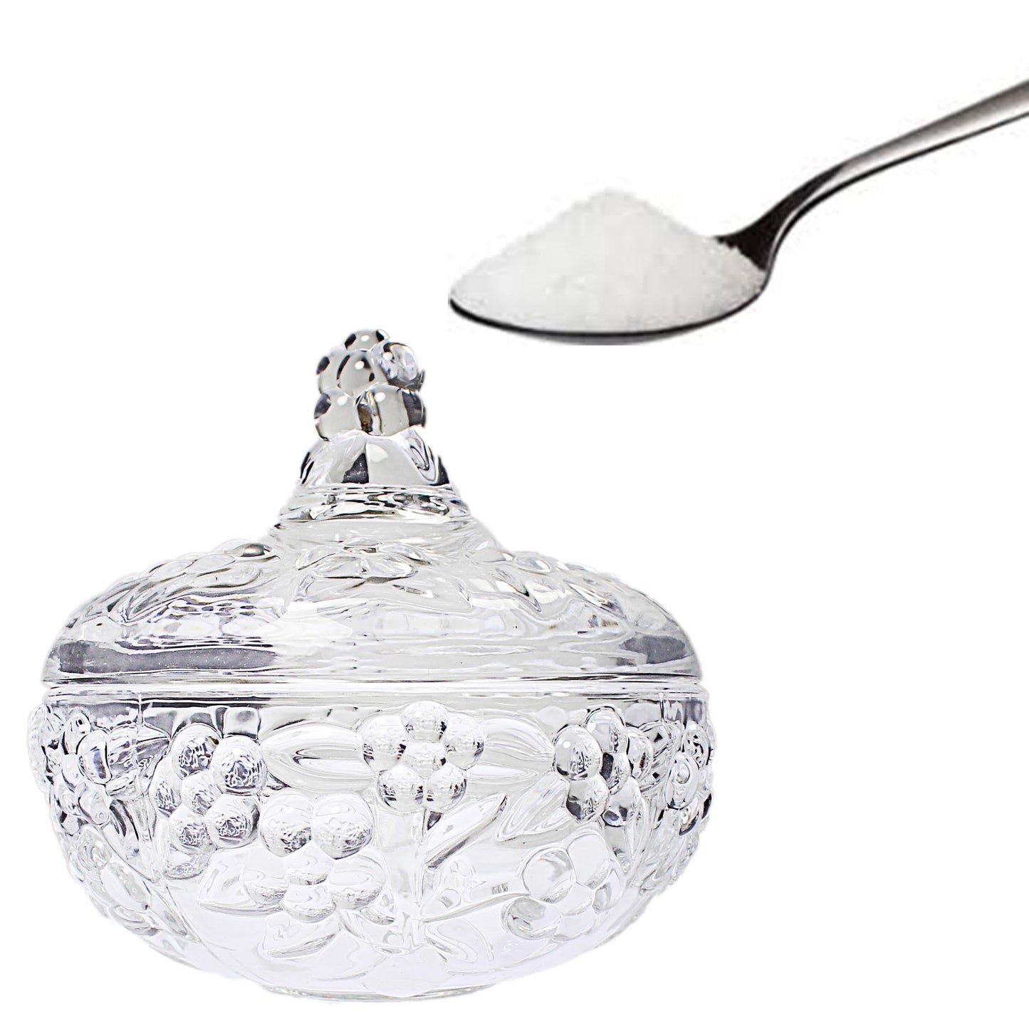Glass Sugar Jar With Lid Crystal Clear 0863 (Parcel Rate)