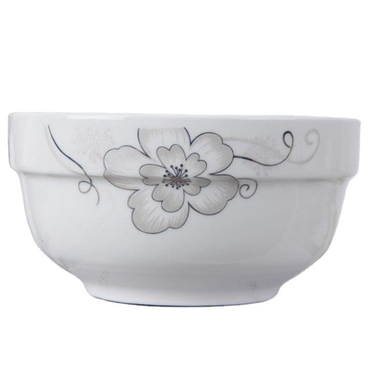 Dining Soup Bowl White Floral Design 13 x 6 cm 7075 (Parcel Plus Rate)