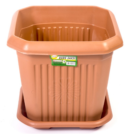 N0. 6 Plastic Square Indoor Outdoor Garden Home Plant Pot With Base H3272 (Parcel Rate)