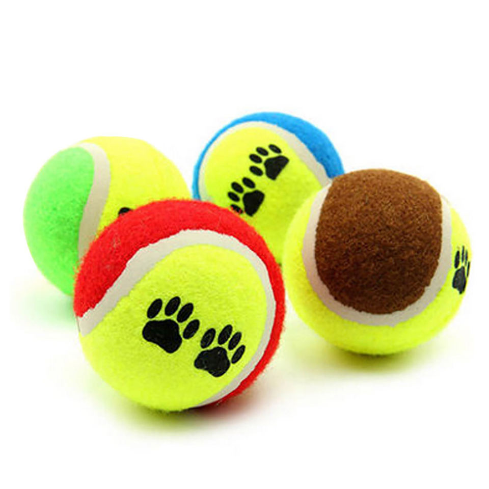 Pets Cats Dog Toy Tennis Ball Pack of 3 Paw Print Design Assorted Colours 3916 / 3919 (Parcel Rate)