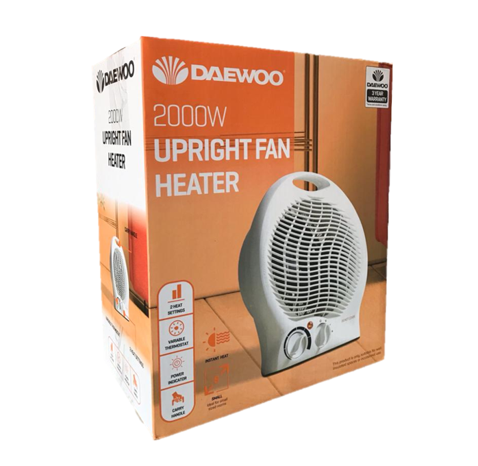 Daewoo Plastic Upright Fan Heater 2000W White HEA1926  A W25  (Parcel Rate)
