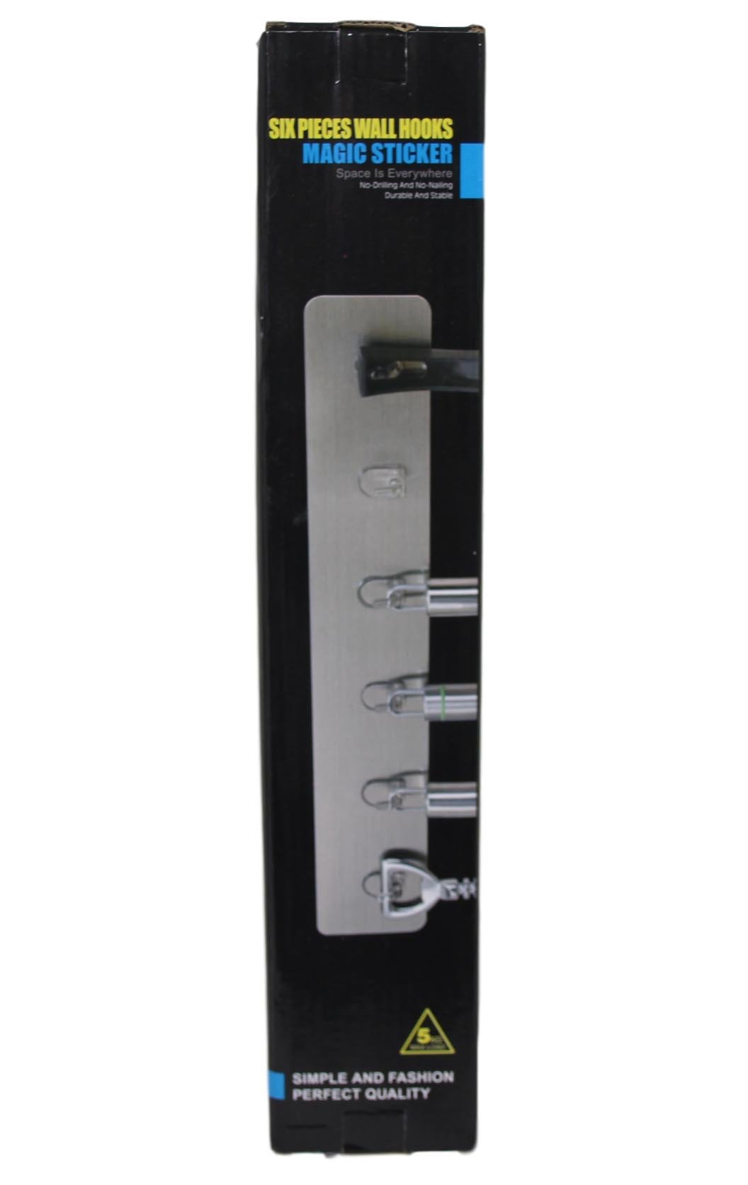 Bathroom Kitchen Six Piece Hook Rack Suction Wall Surface 5kg Max Load 5181 (Parcel Rate)