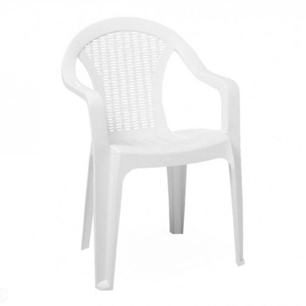 Mega White Garden Outdoor Chair Plastic 56 x 42 x 78 cm CT010 (Big Parcel Rate)