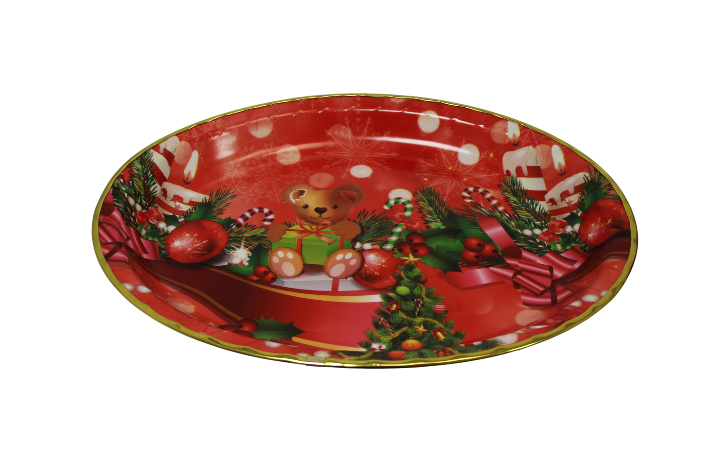 Oval Plastic Christmas Party Serving Tray Printed Design 45 x 34 cm Assorted Designs 6123 (Parcel Rate)