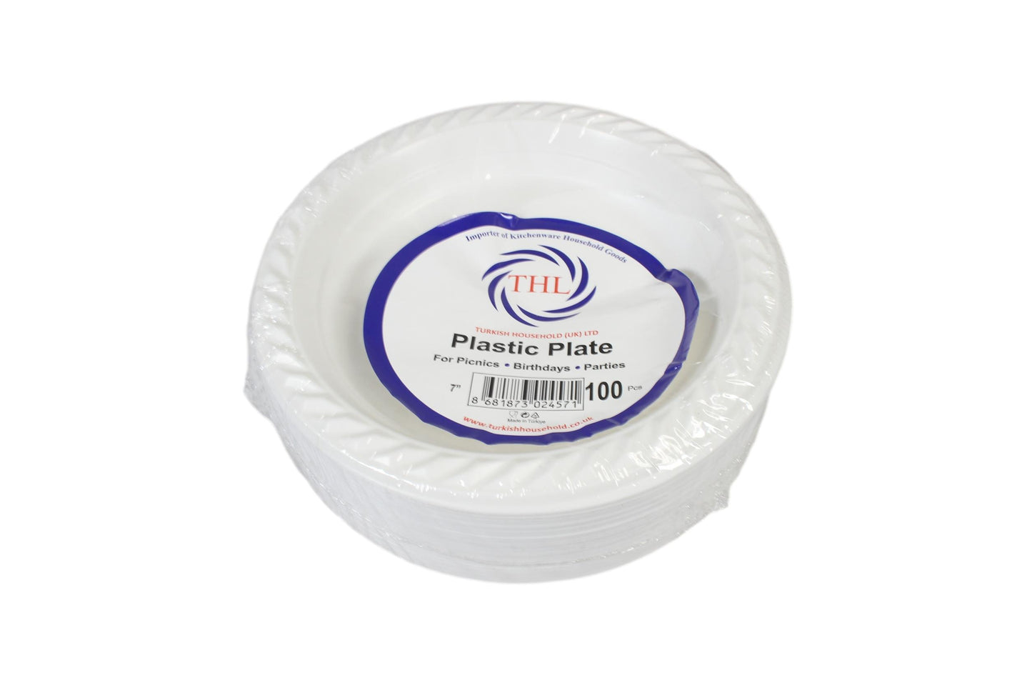 100 White Plastic Plates 7 " Suitable For Picnics Birthdays Parties 17cm (Parcel Rate)