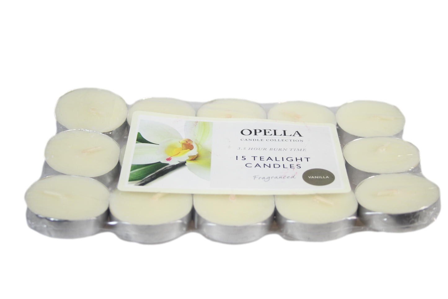 Beautifully Scented Opella Vanilla 12 Tealight Candles 3.5 Hour Burn Time CD001V (Parcel Rate)