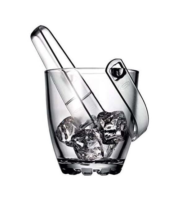 Glass Ice Bucket With Tongs 830 ml 53628 (Parcel Rate)
