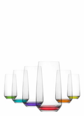 Lal Coloured Hiball Tumbler Drinking Glass 480cc Set of 6 LAL376PT0 (Parcel rate)