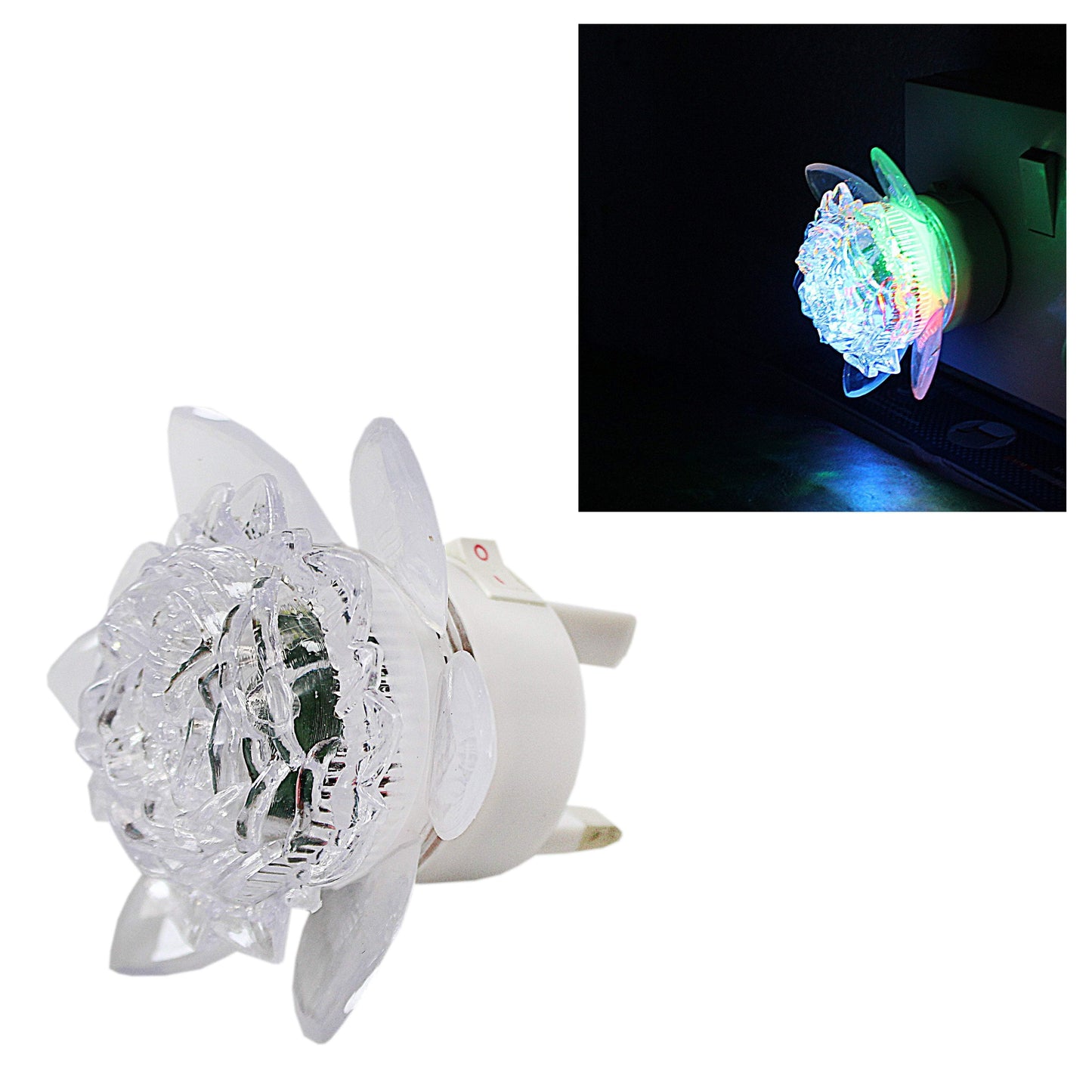 LED Plug In Floral Light Up Night Light 3 Beautiful Colours 2585 (Parcel Rate)