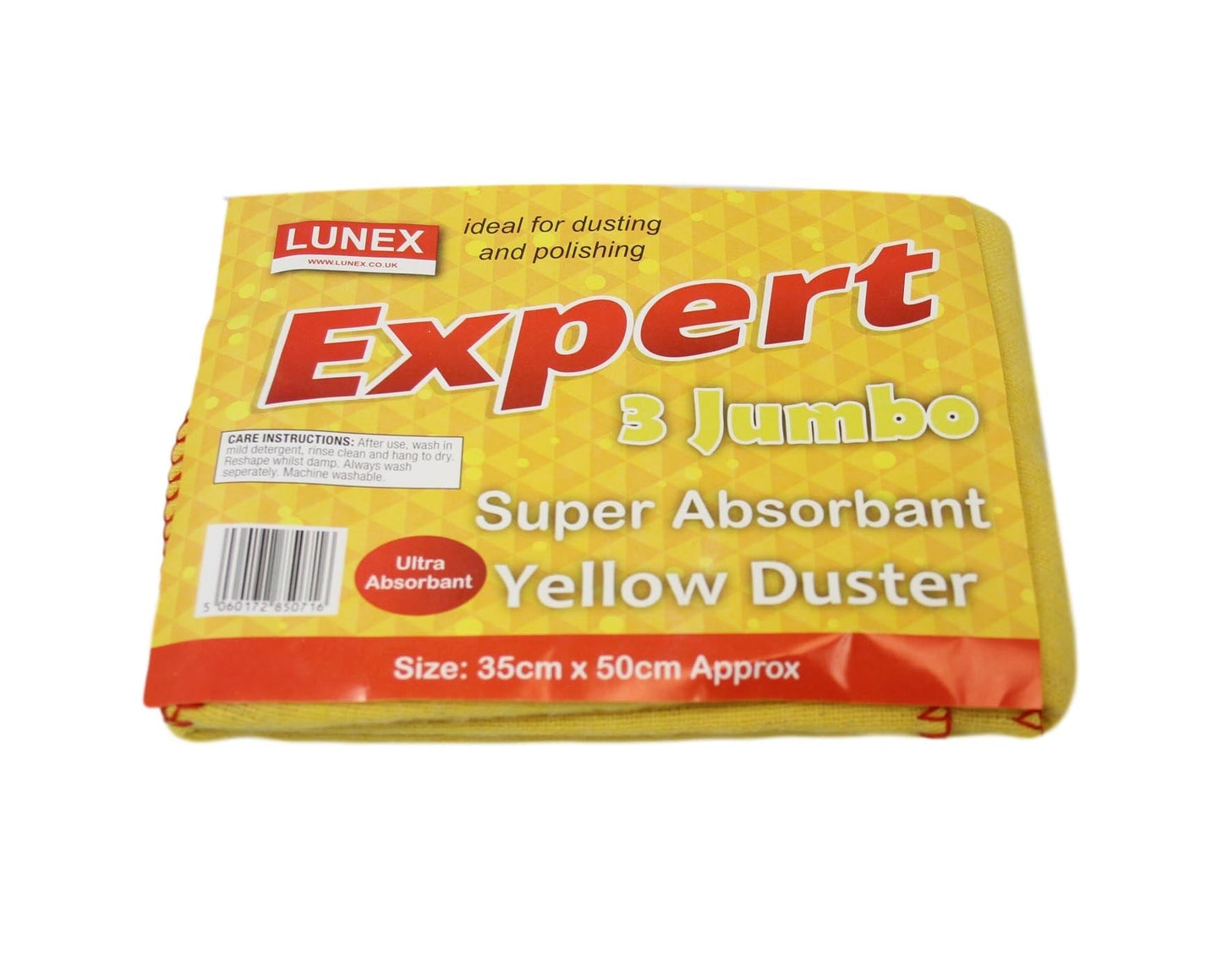 3 Pack Jumbo EXPERT Super Absorbent Dusting and Polishing Yellow Duster 35 x 50cm LL5071 (Large Letter Rate)