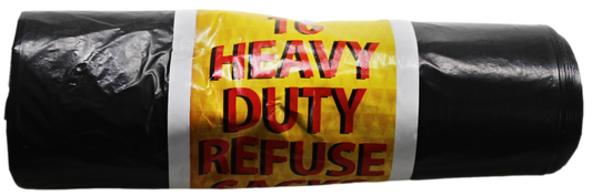 Black Heavy Duty Refuse Sacks Bin Bags Roll of 10  LL5751 (Parcel Rate)