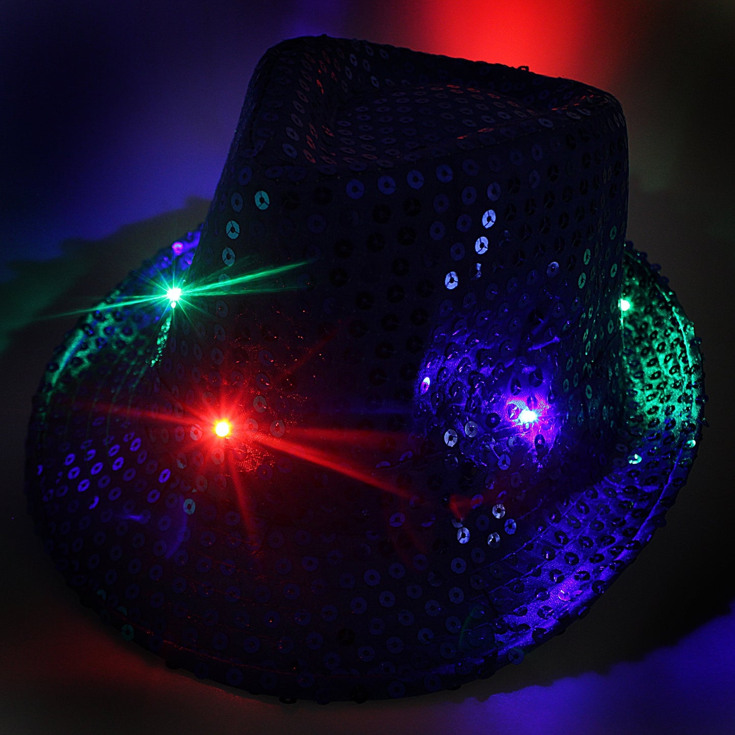 Flashing Light Up Led Fedora Trilby Sequin Fancy Dress Hat Assorted Colours 3054 (Parcel Rate)