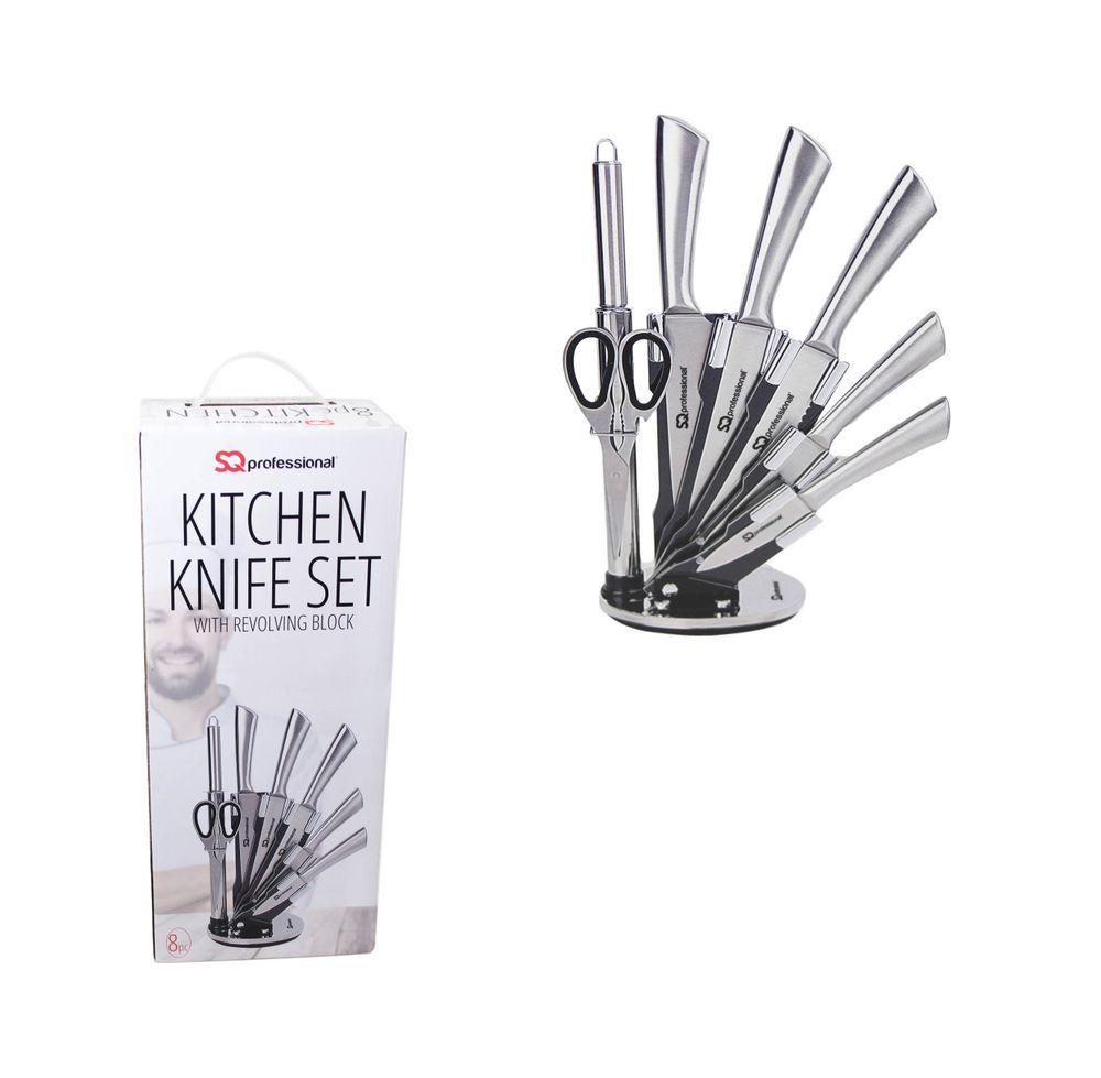 SQ Stainless Steel Kitchen Knife 8 Pcs Set Silver 8740 (Parcel Rate)