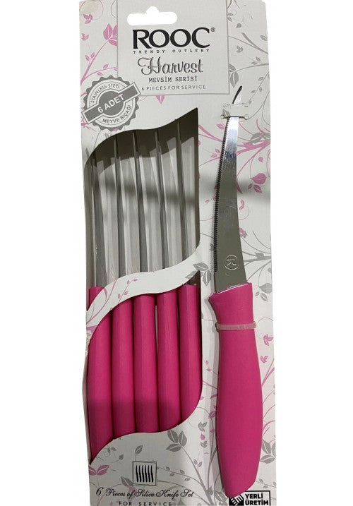 ROOC Stainless Steel Multipurpose Harvest Knife Set of 6 Assorted Colours MR06 (Parcel rate)