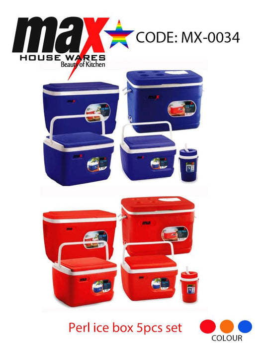 Ice Chest Cooler Box Set of 5 1L, 5.5L, 14L, 31L, 61L Assorted Colours MX0034 (Parcel Rate)