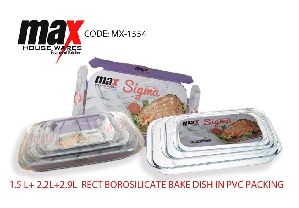 Set Of 3 Rectangle Baking Dishes 1.5L+2.2L+2.9L With Dotted Handles MX1554 (Parcel Rate)