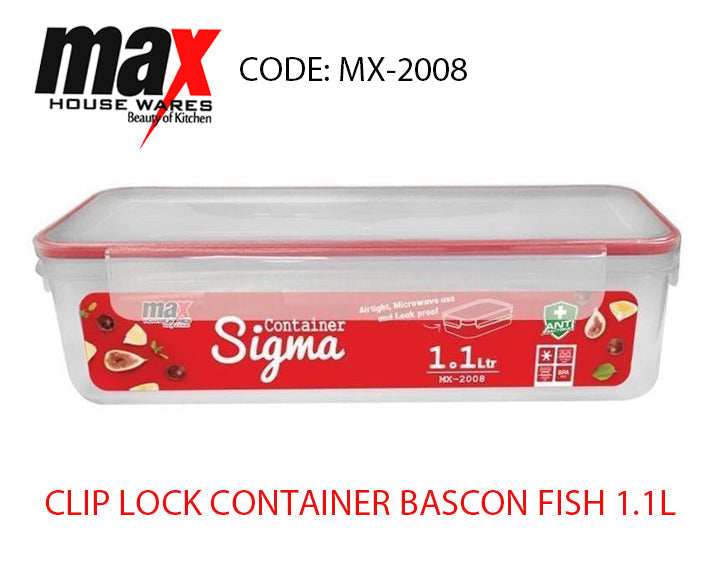 Clip Lock Container 1.1 Litre Kitchen Storage Home MX2008 (Parcel Rate)