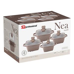 Nea Marbell Square Stockpot Set of 4 Marfil 4927 / 6904 (Big Parcel Rate)
