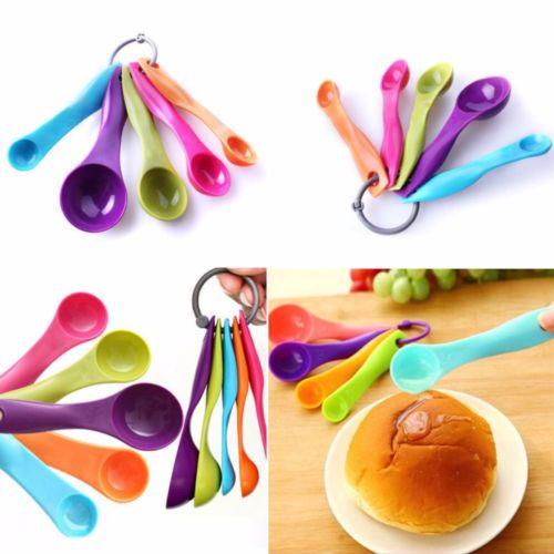 5 Pcs Colorful Plastic Measuring Spoons Set Kitchen Utensil Cooking Baking Tool 3611 (Large Letter Rate)