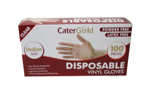 100 Disposable Vinyl Clear Examination Gloves Powder Free Latex Free Medium Gloves  27556 (Parcel Rate)