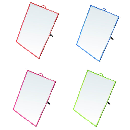 Desk Table Plastic Coloured Border Square Shaped Mirror 14.5cm x 19.5cm  0180 (Large Letter Rate)