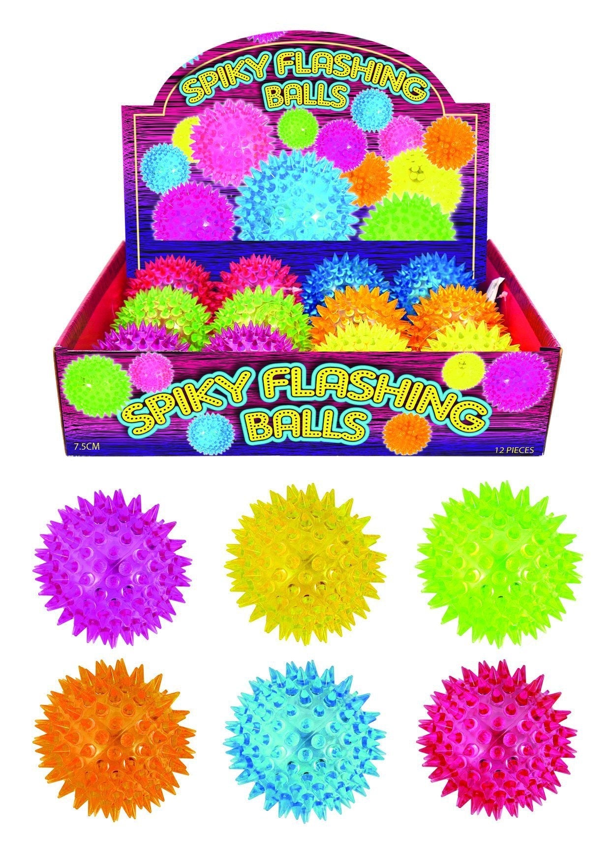 Spiky Flashing Bouncing Balls Light Up Toy 7.5cm N51228 (Parcel Rate)