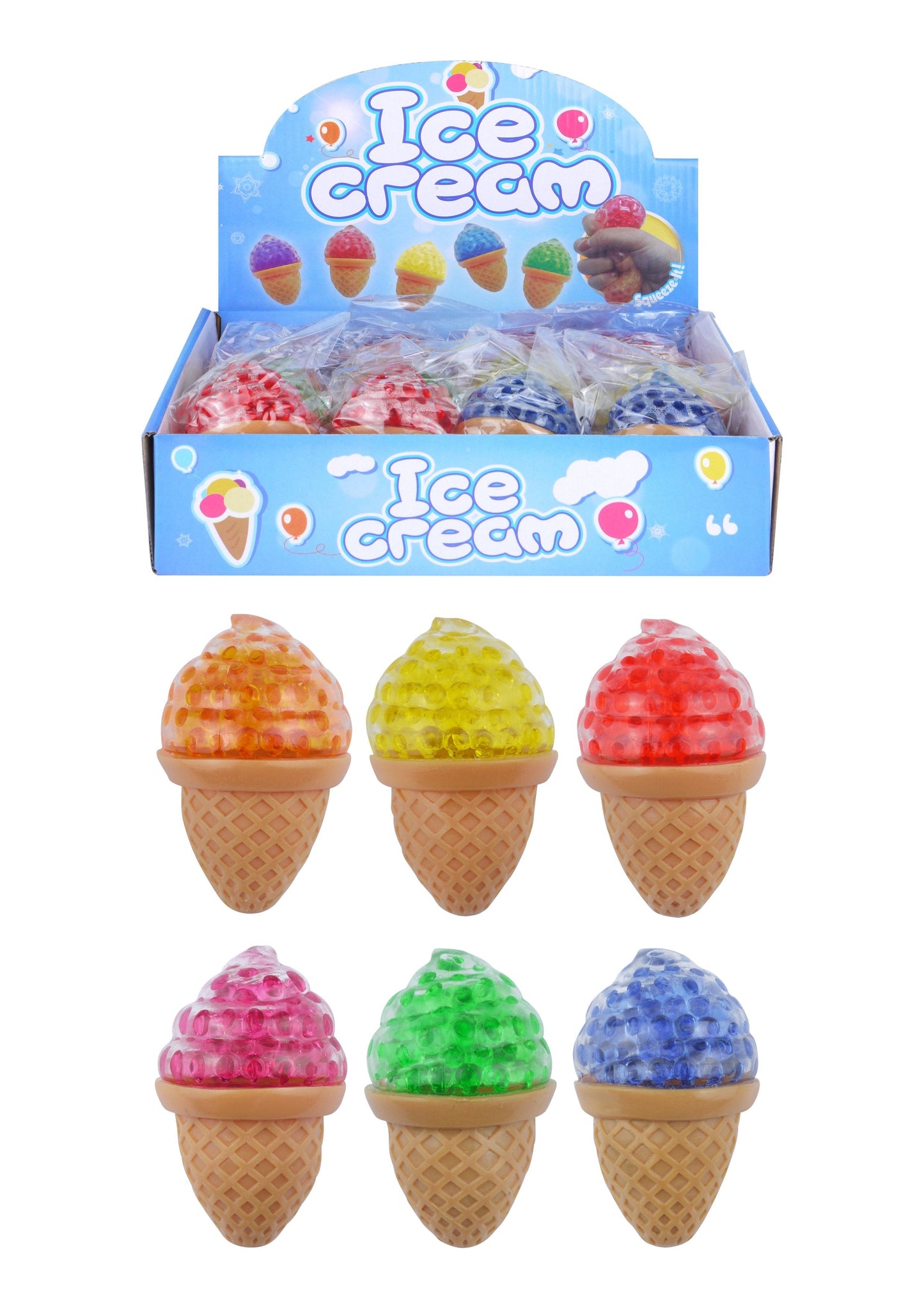 Children's Fun Ice Cream Foam Beads Stress Relief Stretchy Ice Cream Cone N51565 (Parcel Rate)