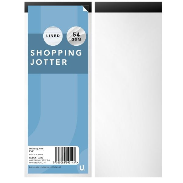 Shopping Jotter 3" x 8" Pack of 4 Assorted Colours P1111 (Parcel Rate)