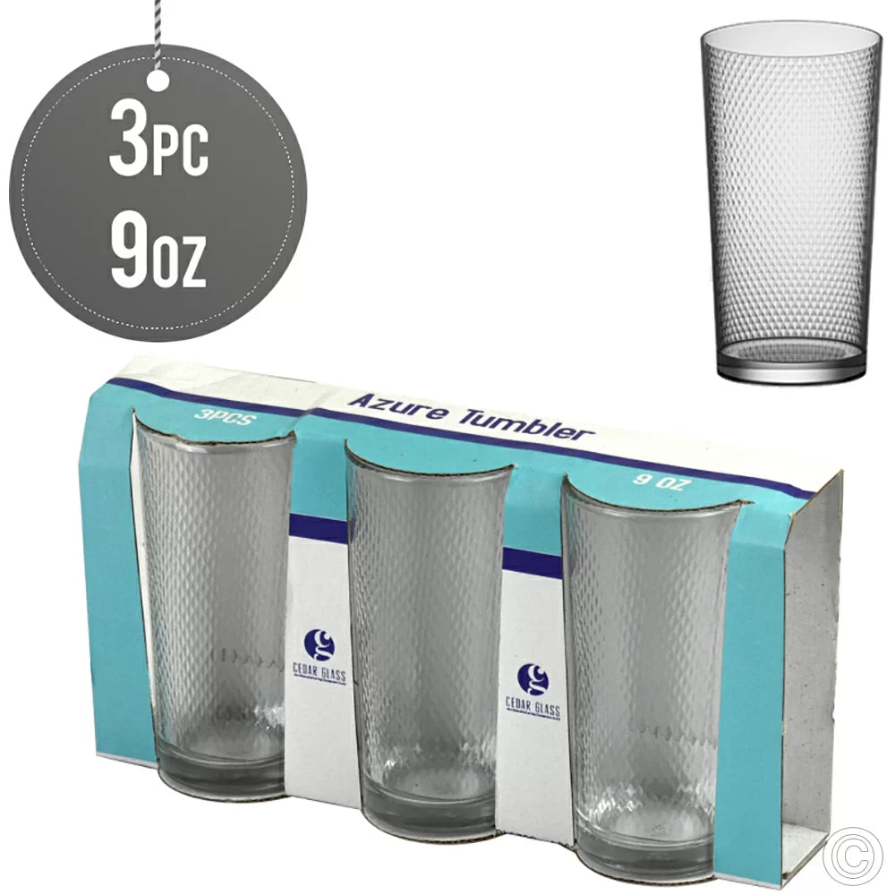 Azur Tumbler Drinking Glass Cell Design 9oz Pack of 3 P19119CE3PK (Parcel Rate)