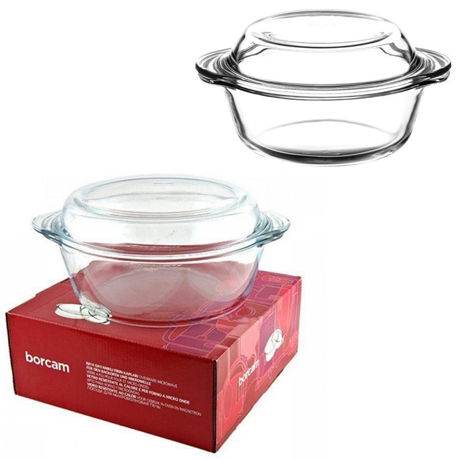 PB Borcam Round Glass Casserole Dish With Cover 2.1 Litre 59003 (Parcel Rate)