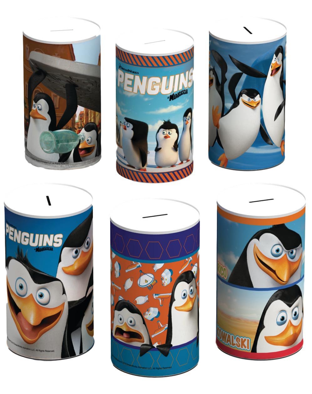 6 Assorted Styles Penguins Of Madagascar Money Tin 145mm x 110mm PEN001 (Parcel Rate)
