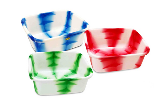 Square DC Plastic Washing Bowl Basin Tub Tie Dye 30 x 36 x 13 cm Assorted Colours PL836 (Parcel Rate)