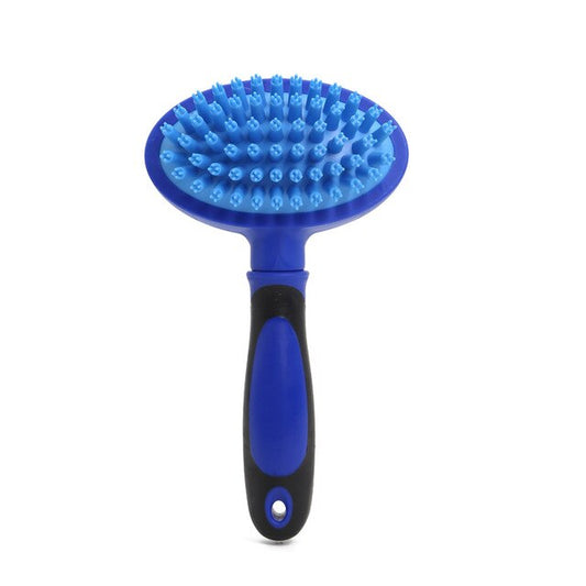 Pet Bath Massage Brush Blue Bristles Plastic 17 cm Assorted Colours 6726 (Parcel Rate)