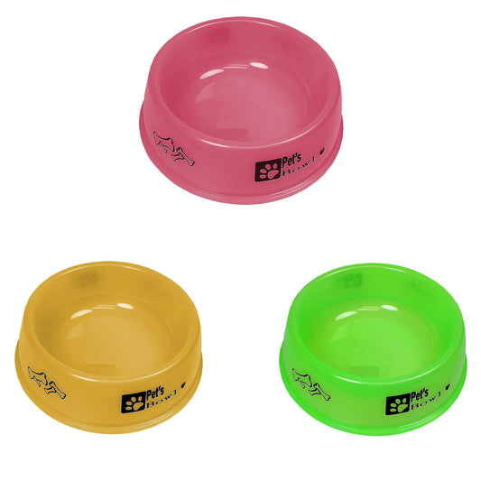 Pet Dog Cat Plastic Feeding Bowl Assorted Colours 4202 (Parcel Rate)
