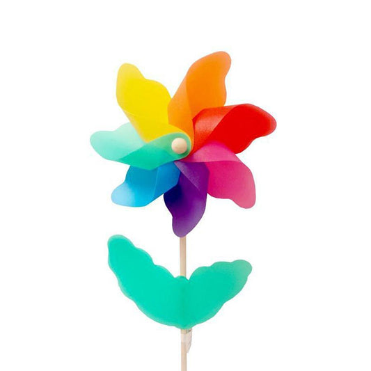 Small Pinwheel Windmill on Wooden Stick Garden Decoration 28cm (Parcel Rate) 5085