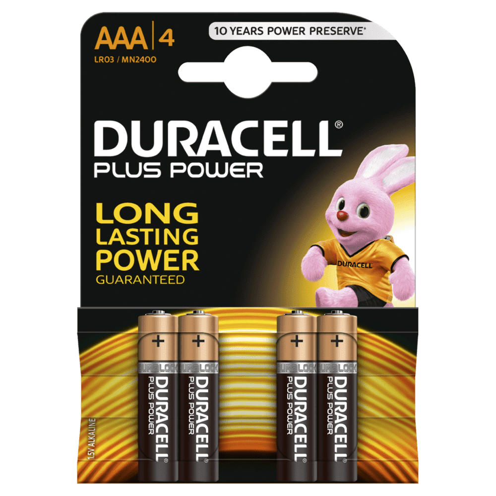 4x Duracell AAA Batteries LR03 /  MN2400 Plus Power Non Rechargeable 2432 (Large Letter Rate)
