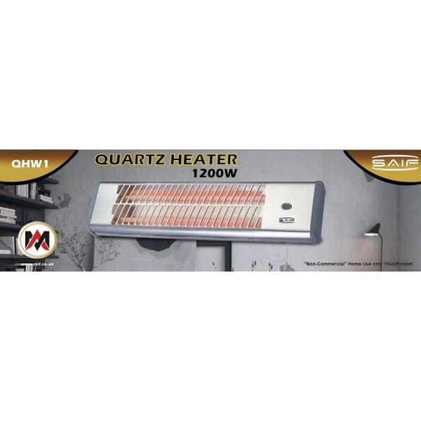 Wall Quartz Halogen Heater 2 Bar 1200W With 2 Heat Settings Square Model WH9690 A w15  (Parcel Rate)