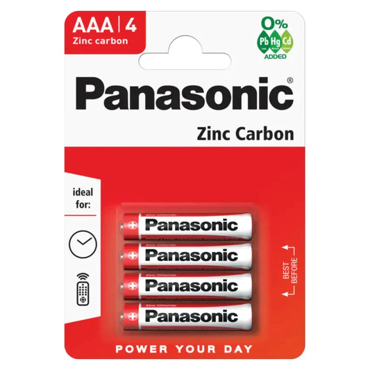 4x Panasonic AAA Batteries Zinc Carbon 1.5V Battery PANAR03RB4 A (Large Letter Rate)