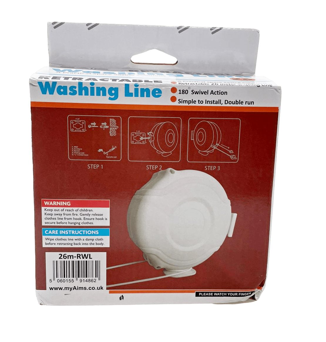 Outdoor Retractable Washing Line Reel Double Line 26 Metre 14862 (Parcel Rate)
