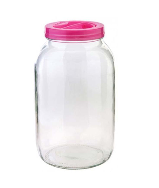 3 Litre Plain Clear Glass Jar With Plastic Lid Cereal Spices Oats Glass Jar S182 (Parcel Rate)