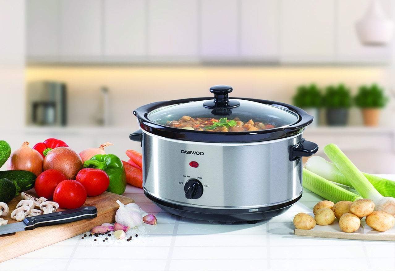 1.5 Litre Slow Cooker Removable Ceramic Pot Bowl Glass Lid Stainless Steel SDA1175 GE (Parcel Rate)p
