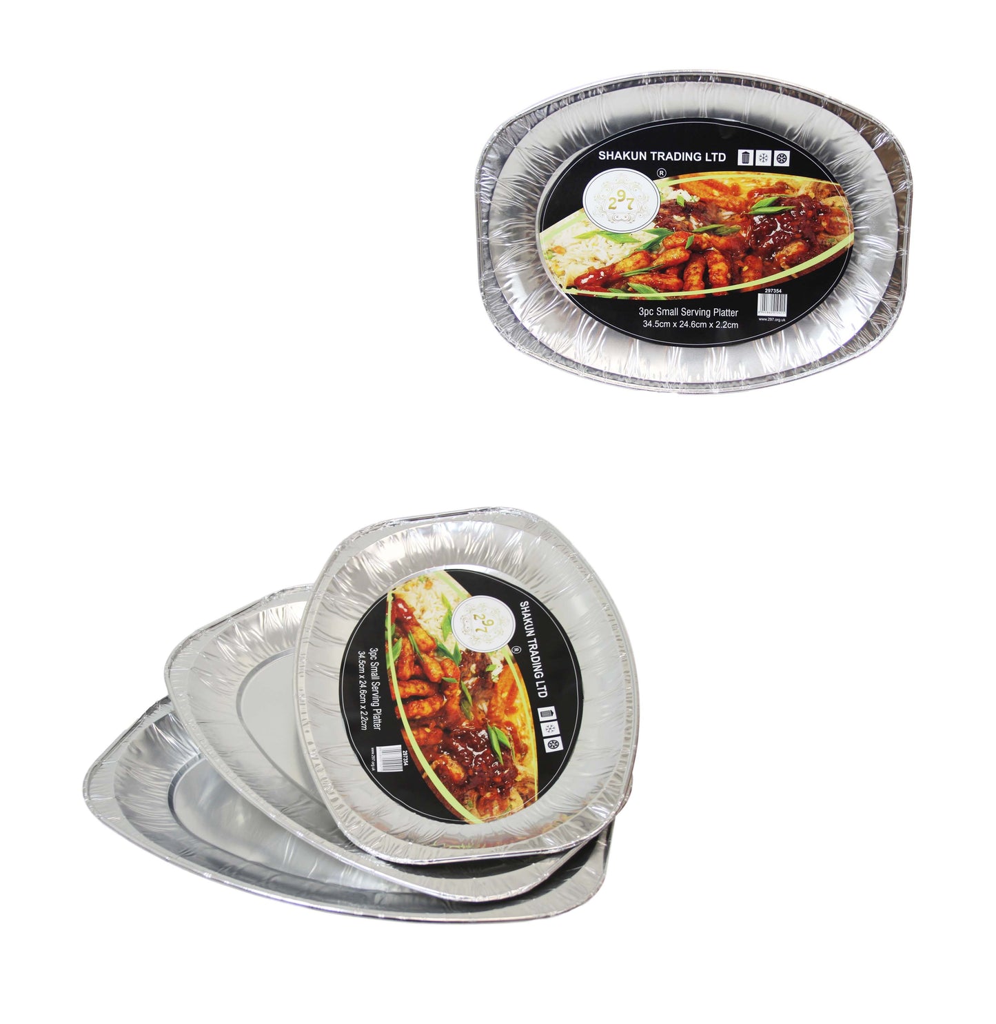 3 Pack Small Serving Platter Food Starters Desserts Serving Foil Tray 34.5cm x 24.6cm x 2.2cm 297354 (Parcel Rate)