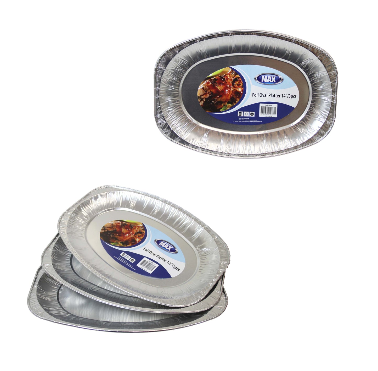 14'' Foil Oval Serving Platter Tray Food Starters Oven And Freezer Safe Platters 3 Pack SK1050 (Parcel Rate)