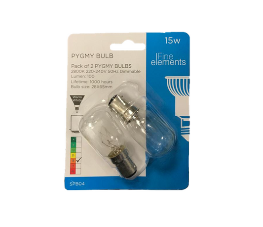 Fine Elements Pygmy Bulb 15W Pack Of 2 SPB04 (Parcel Rate)