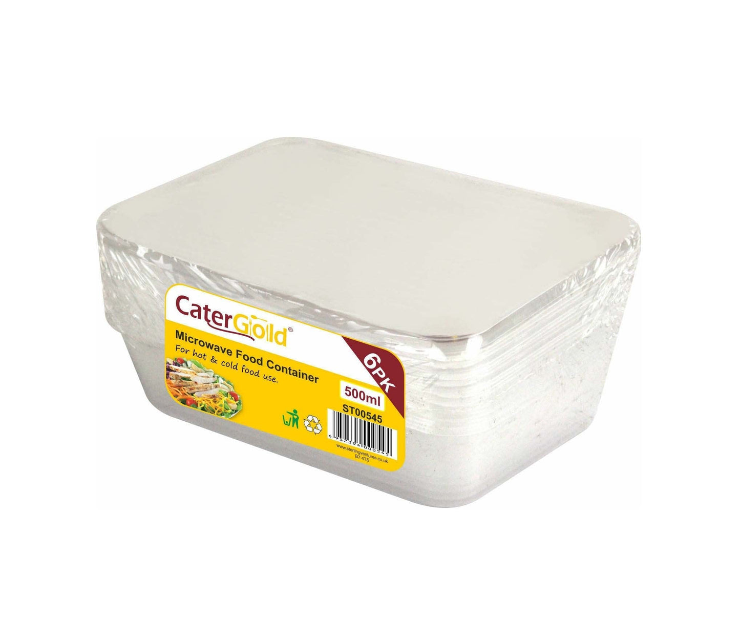 6 Pack Plastic Clear Hot/Cold Food Containers Microwave Food Container 500ml ST00545A  (Parcel Rate)