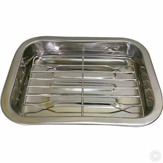 Stainless Steel Roasting Lasagne Tray with Handles and Rack 25cm ST3236 (Parcel Rate)