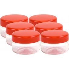 Kitchen Household Storage Plastic Clear Food Jar Sweets Red Lid 50ML 6PK ST5128