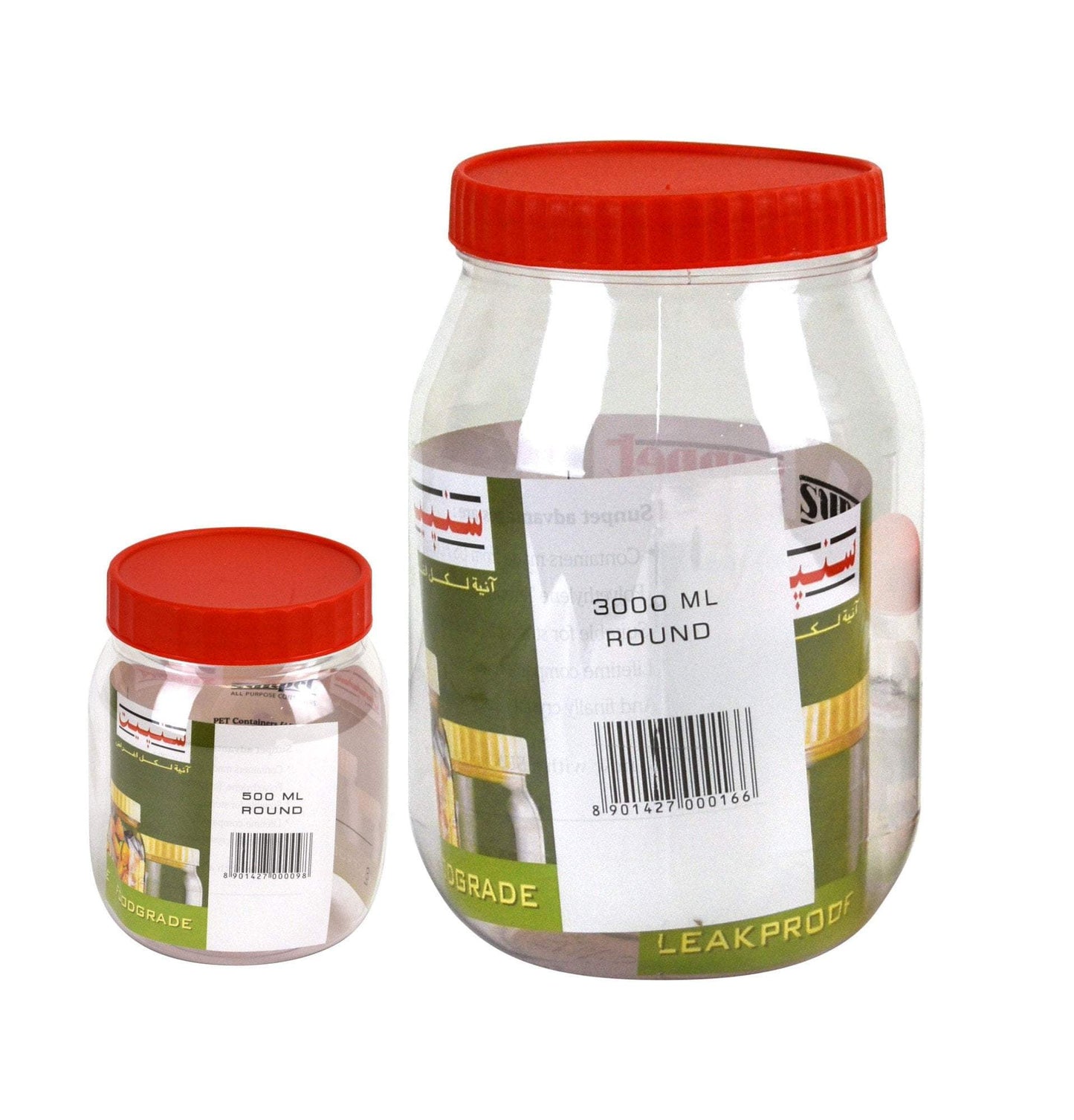 Kitchen Plastic Clear Jar With Red Lid Food Storage 3 Litre + 0.5 Litre Container  ST5135 (Parcel Rate)