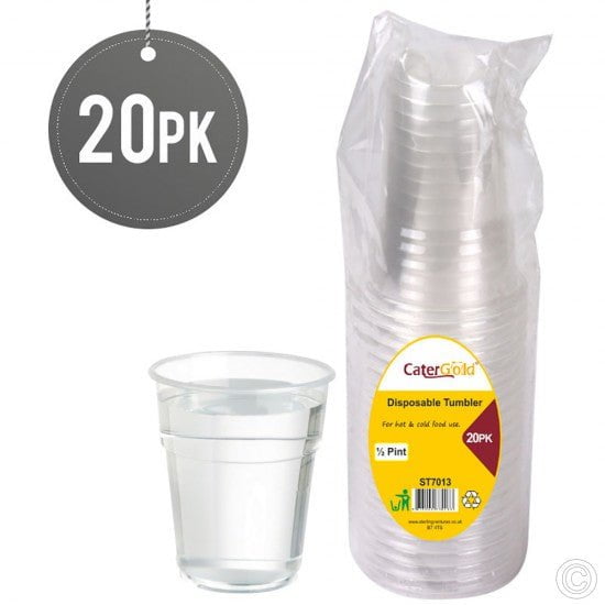 Clear Disposable Tumblers 0.5 Pint 20 Pack ST7013 (Parcel Rate)